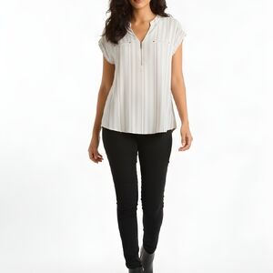 Striped White Blouse with Zipper